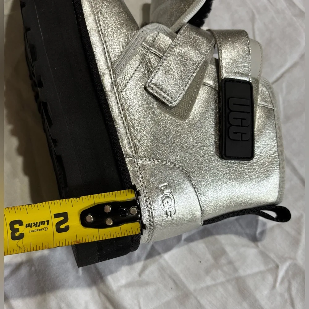 UGG Metallic Silver Boots with Black Sole